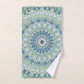 Motif de mandala côtier bleu et vert de mer (Serviette à main)
