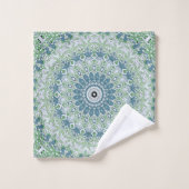 Motif de mandala côtier bleu et vert de mer (Gant de toilette)