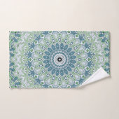 Motif de mandala côtier bleu et vert de mer (Serviette à main)