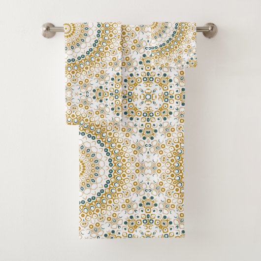 Motif de mandala géométrique doré et vert (En situation)