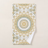 Motif de mandala géométrique doré et vert (Serviette à main)