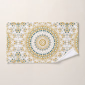 Motif de mandala géométrique doré et vert (Serviette à main)