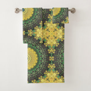 Motif de mandala kaléidoscope jaune et vert
