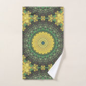 Motif de mandala kaléidoscope jaune et vert (Serviette à main)