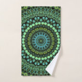 Motif de mandala kaléidoscope vert et sarcelle (Serviette à main)