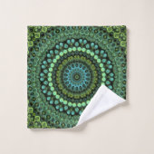 Motif de mandala kaléidoscope vert et sarcelle (Gant de toilette)
