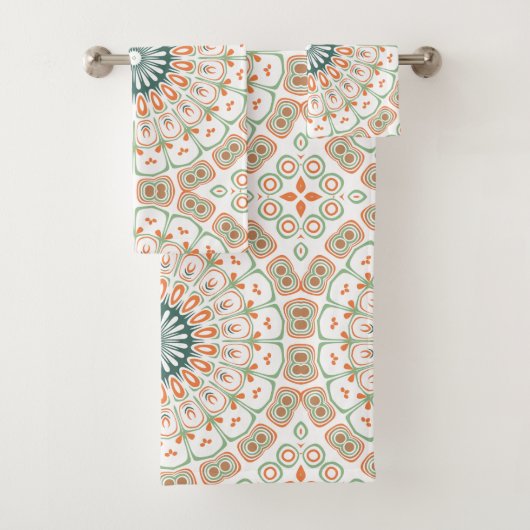 Motif de mandala moderne orange et vert (En situation)