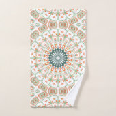 Motif de mandala moderne orange et vert (Serviette à main)
