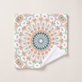 Motif de mandala moderne orange et vert (Gant de toilette)