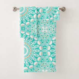 Motif de mandala océan turquoise et beige