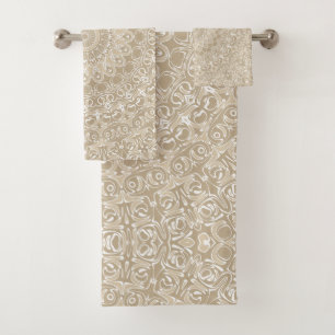 Motif de mandala ornemental kaki et blanc