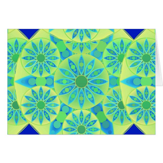 Motif de mandala, turquoise, bleu, vert de chaux (Devant Horizontal)