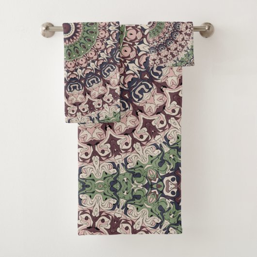 Motif de mandala vert et marron tons terre (En situation)
