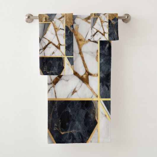 Motif de marbre géométrique Gold Black tendance (En situation)