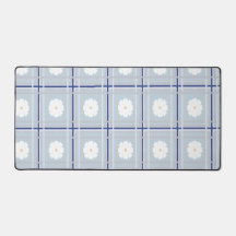 Motif de marguerite à carreaux bleus
