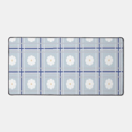Motif de marguerite à carreaux bleus