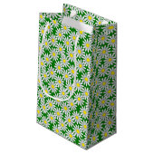 Motif de marguerite blanche sur le petit sac vert (Dos Angle)