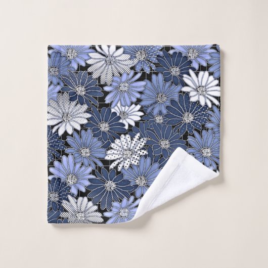 Motif de marguerite bleue et blanche (Gant de toilette)