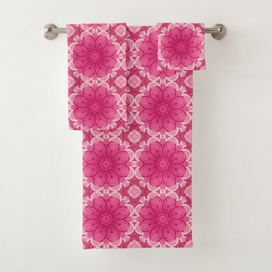 Motif de marguerite géométrique en corail et rose  (En situation)