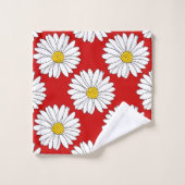 Motif de marguerite jaune rouge blanc (Gant de toilette)