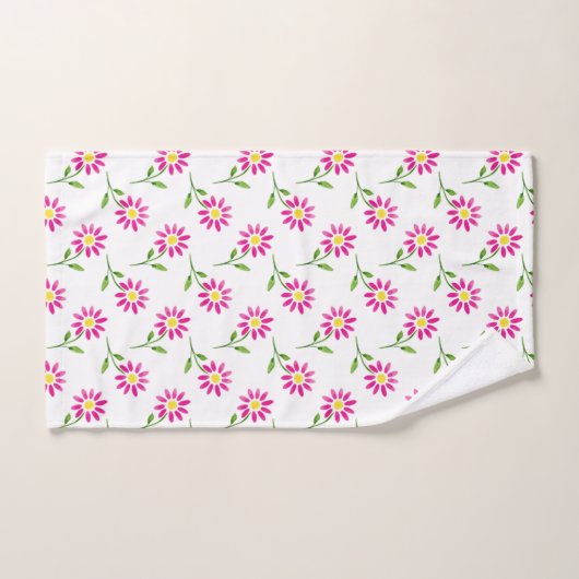 Motif de marguerite rose chaud (Serviette à main)