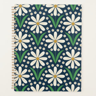 Motif de marguerites blanches rétro mi-siècle sur
