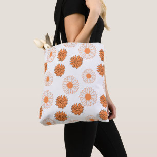 Motif de marguerites couleur orange en Sac fourre-