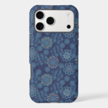 Motif de médaillon floral géométrique bleu