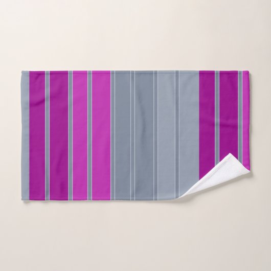 Motif de mode gris rayé violet (Serviette à main)