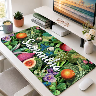 Motif de monogramme de fruits tropicaux verts élég