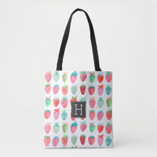Motif de monogramme fraise   SAC FOURRE-TOUT
