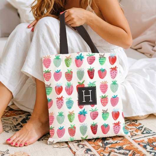 Motif de monogramme fraise | SAC FOURRE-TOUT