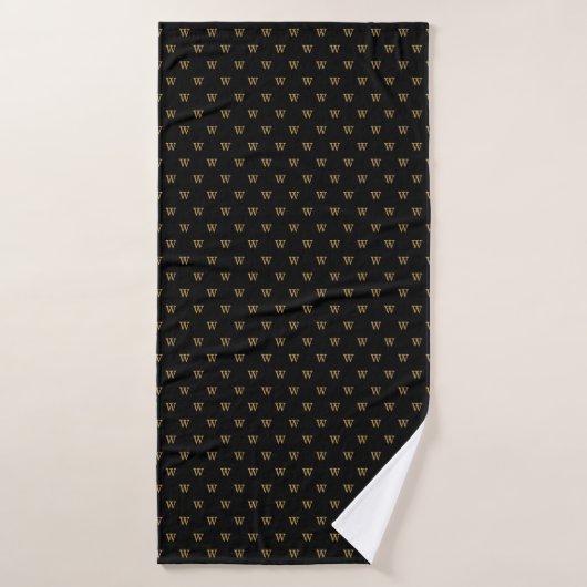 Motif de monogramme noir initial (Serviette de bain)