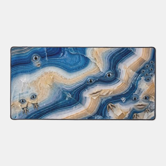 Motif de monstre en agate bleue amusant (Recto)