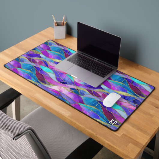 Motif de mosaïque de verre teinté violet et bleu (Bureau 2)