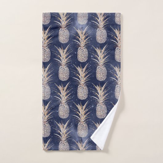 Motif de nébuleuse aux ananas dorés (Serviette à main)