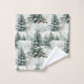 Motif de Noël avec forêt de neige et pins (Gant de toilette)