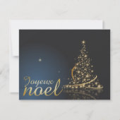 Motif de Noël bleu avec arbre de Noël doré Kaart (Voorkant)