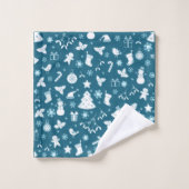 Motif de Noël Bleu Élégant (Gant de toilette)