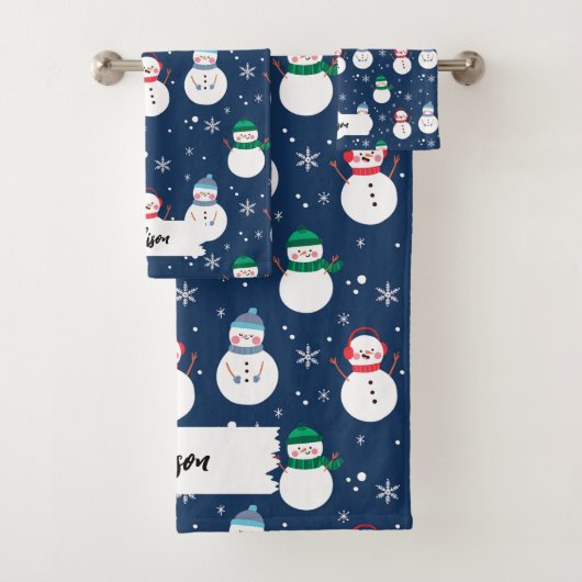 Motif de Noël Blue Snowman avec nom (En situation)