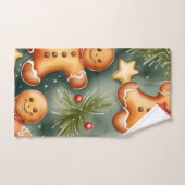 Motif de Noël brun de gingembre souriant (Serviette à main)