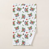 Motif de Noël de Red Bow Holly (Serviette à main)