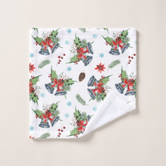 Motif de Noël de Red Bow Holly (Gant de toilette)