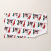 Motif de Noël du chien de taureau français mignon (Serviette à main)