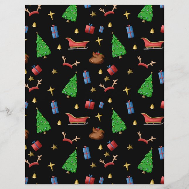 Motif de Noël en papier scrapbooking blanc et noir (Dos)