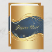 Motif de Noël of avec fond bleu Feestdagenkaart (Voorkant / Achterkant)