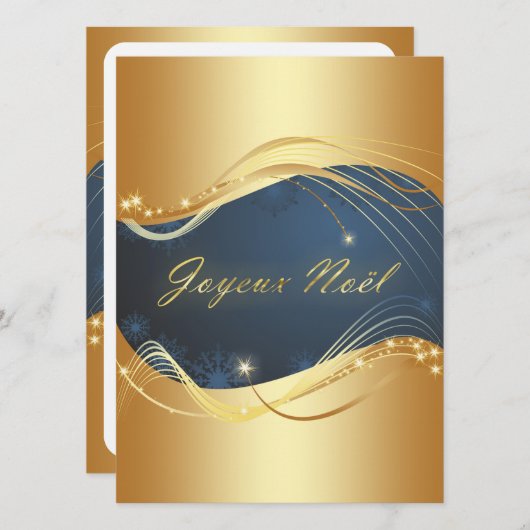 Motif de Noël of avec fond bleu Feestdagenkaart (Voorkant / Achterkant)