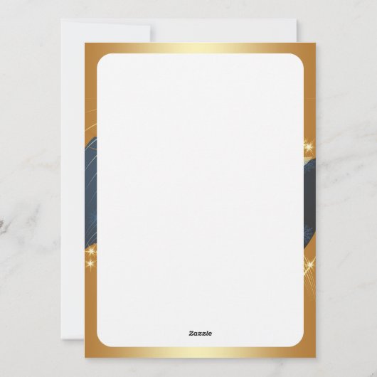 Motif de Noël of avec fond bleu Feestdagenkaart (Achterkant)