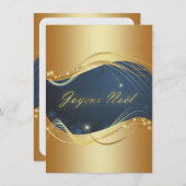 Motif de Noël of avec fond bleu Feestdagenkaart (Voorkant / Achterkant)