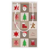 Motif de Noël Petit sac cadeau - Beige (Devant)